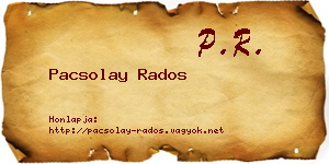 Pacsolay Rados névjegykártya